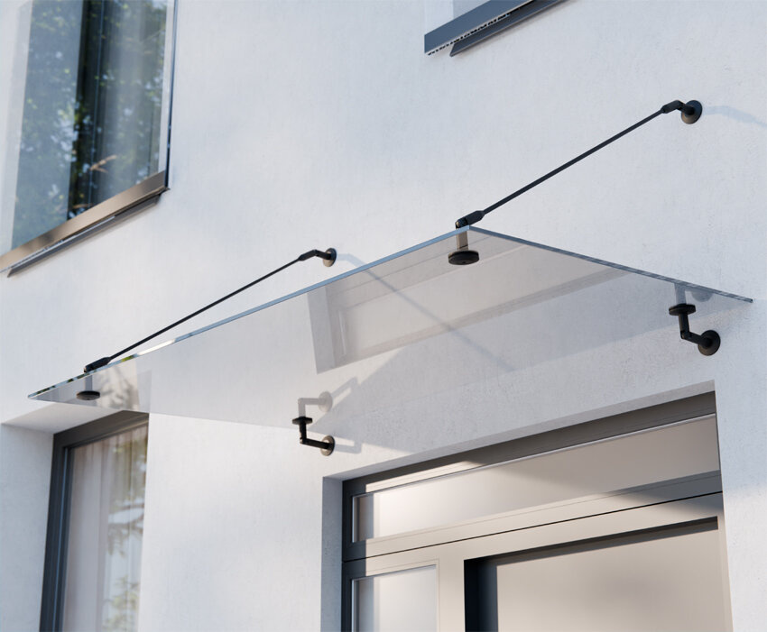 Glass Canopy Over Door 120x90 Black