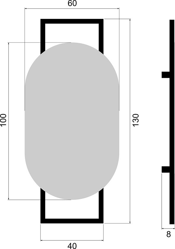 Oval mirror on frame 60x130 TALISA
