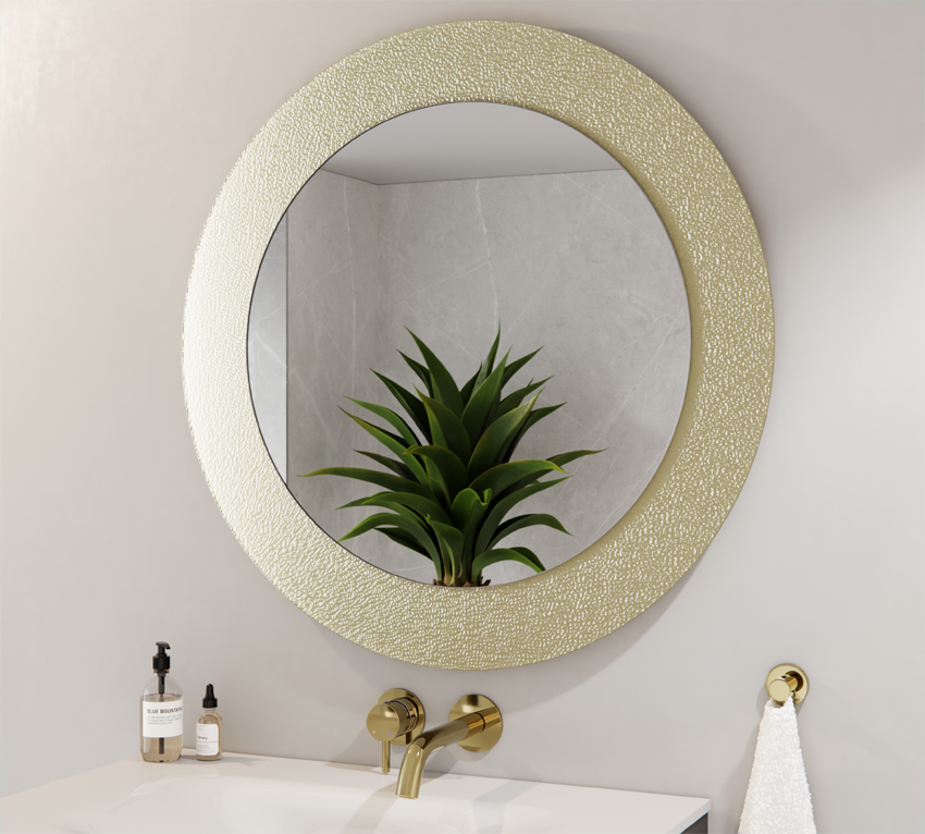 Lustro Okrągłe Srebrne 70cm Szkło Milenium Złote 90cm SELENA