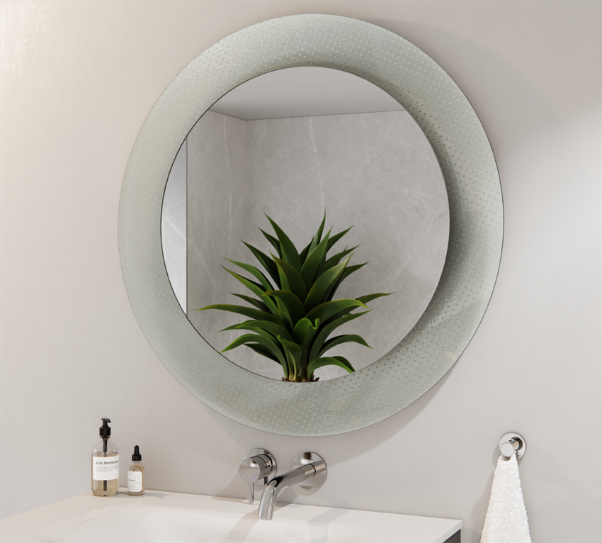 Lustro Okrągłe Srebrne 60cm Szkło Ornamentowe Master Care 80cm MARCELINA