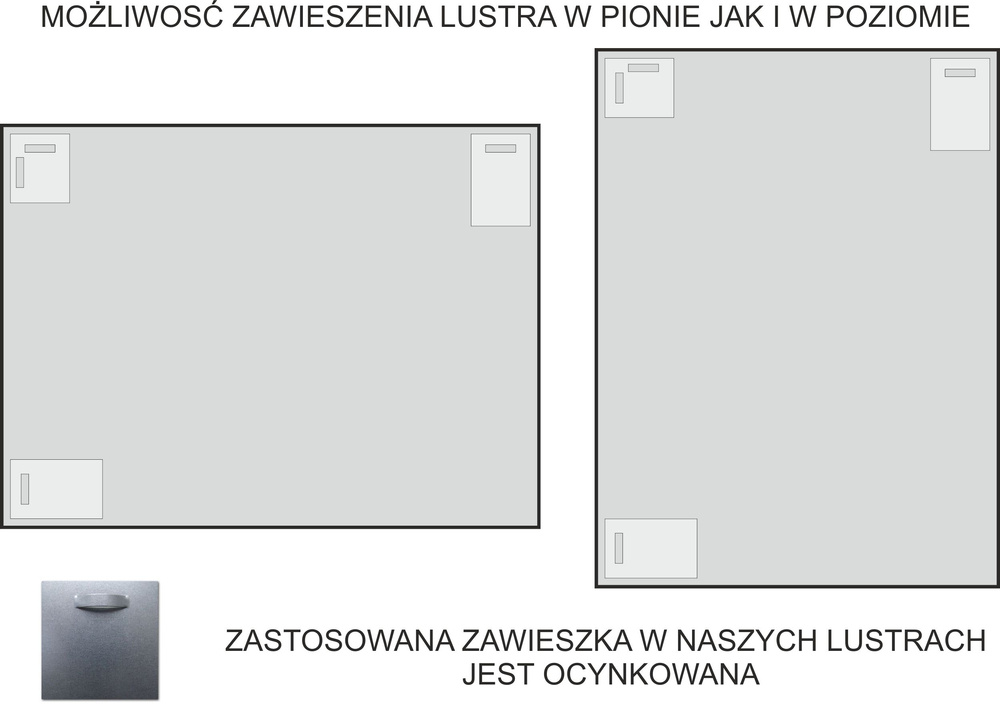 LUSTRO SREBRNE KAROL RAMA ALUMINIUM SZEROKA CZARNA 50X180