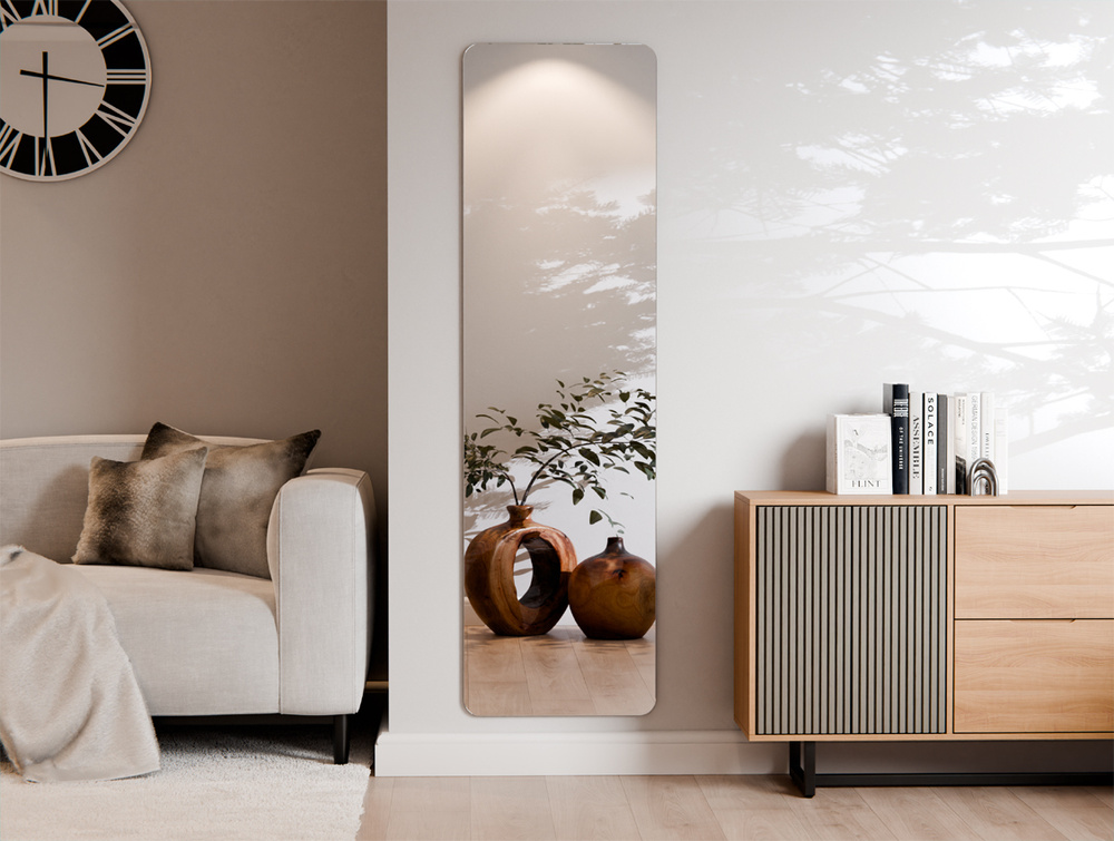 LUSTRO STOJĄCE PÓŁOWALNE JOANNA  W BIAŁEJ ALUMINIOWEJ RAMIE 170X55