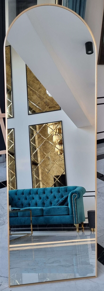 LUSTRO STOJĄCE PÓŁOWALNE MAGDALENA W ZŁOTEJ ALUMINIOWEJ RAMIE 180X60