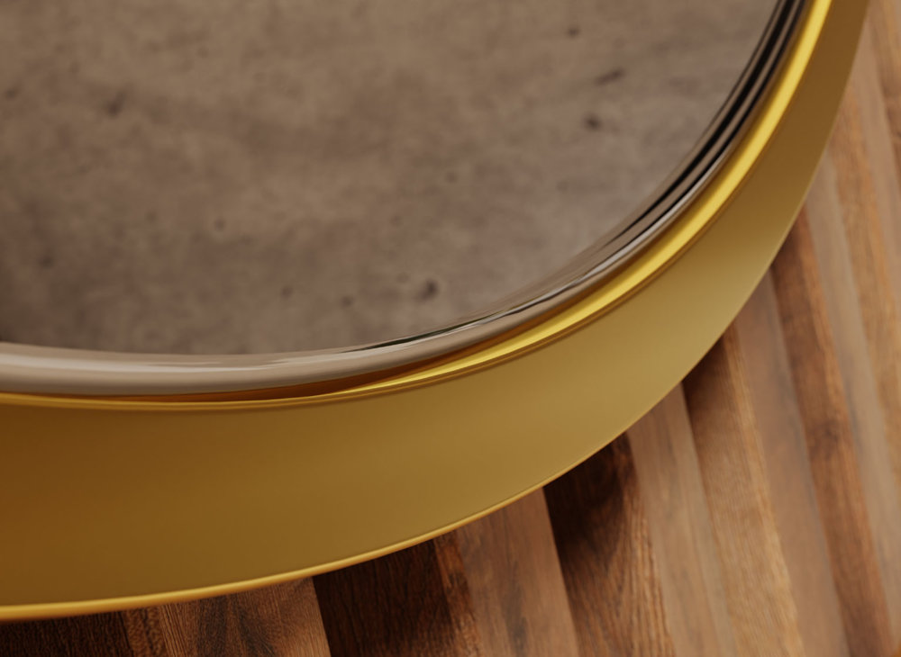 Lustro Okrągłe Ścienne Loft W Złotej Ramie 70 cm
